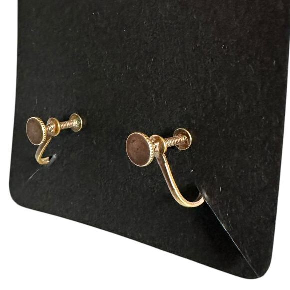 Vintage Artsy Oval Enamel Copper Screw Back Earrings Mid Century Art Abstract - Picture 3 of 8